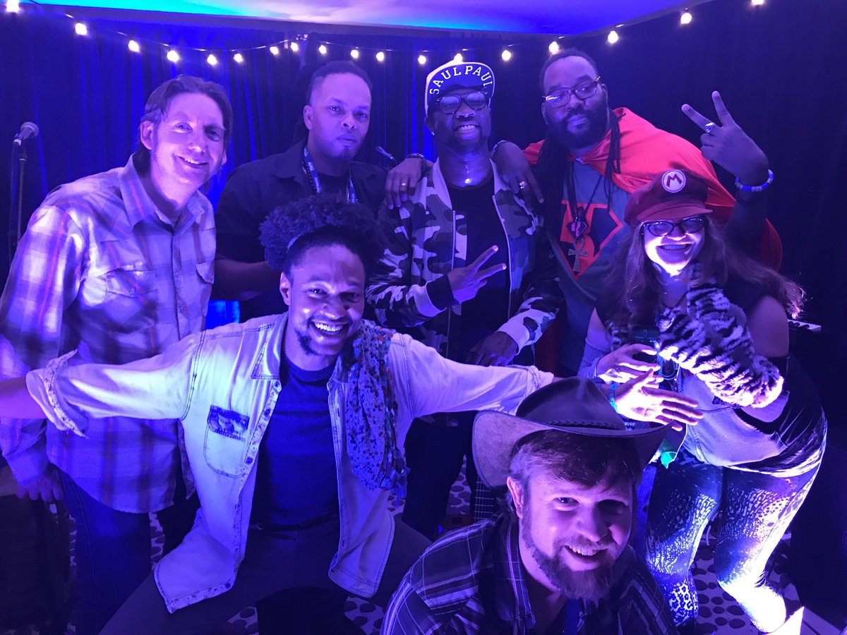 SaulPaul's tweet photo. #FlashbackFriday Cool photo after the show in Montreal, Canada with these talented musicians from @gangstagrass at the 2019 @folkalliance conference and music festival. #livemusic #tourlife #atxrepresent https://t.co/koA6CmxsTc