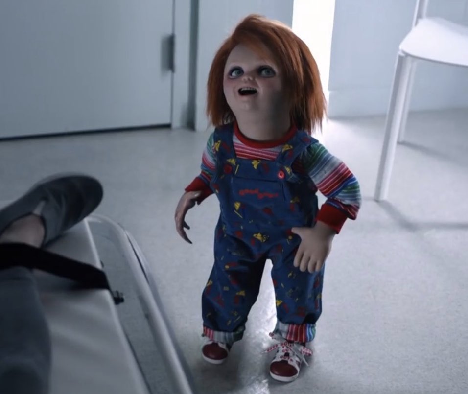 PodSlash's tweet image. Our CULT OF CHUCKY review is coming on the 15th! We had to share this absolutely beautiful screenshot to hint at our feelings.