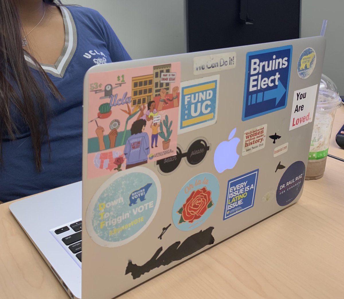 UCLAlatino's tweet photo. Check out our new #LatinaPolicy stickers on @celinavalosj's laptop. Donate today to get your #swag https://t.co/sy1ypVIkib https://t.co/v0f740TLEu