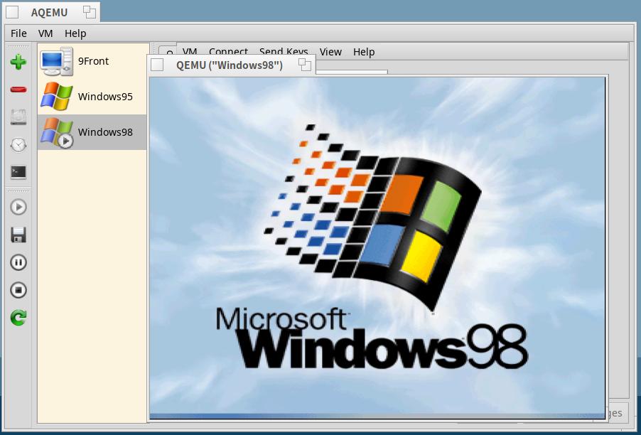Windows 98 running in QEMU on Haiku