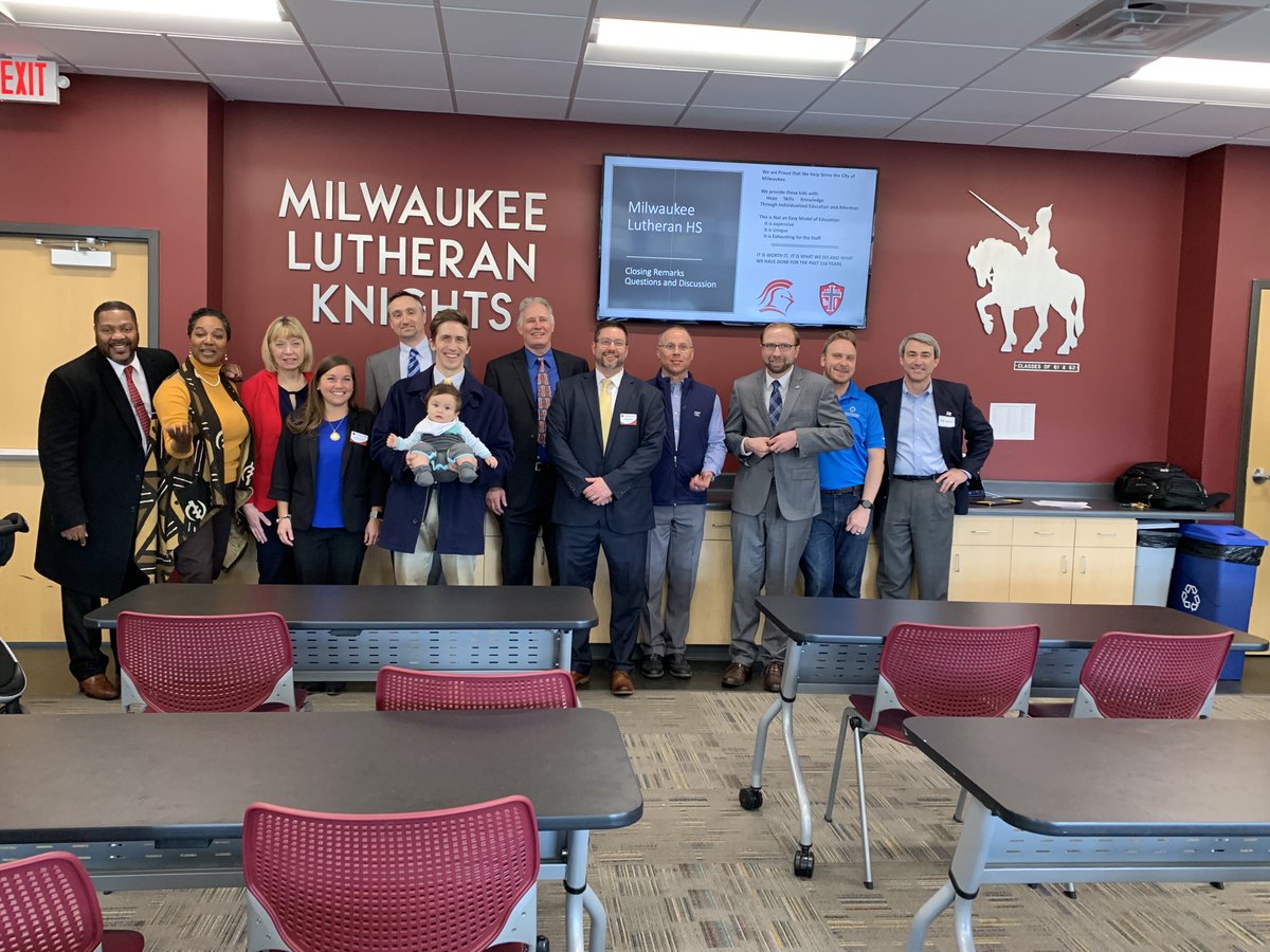 StateRepHutton's tweet image. Great to join a bipartisan group of legislators and others at @milw_lutheran to tour their Red Knights Program. Thanks to @sentaylor, @RepJanel, @repdanielriemer, @davidcrowleyWI, @repknodl, @shawnrolland, @repwichgers, Chris Reader, Kathryn Wilson and others for participating.