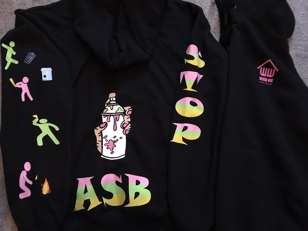 TheWishingWellP's tweet photo. Our New Anti Social Behaviour Hoodies designed by one of our 14yr Olds #youthvoice #asb #design19 @CheshirePCC https://t.co/4jGiJiXryD