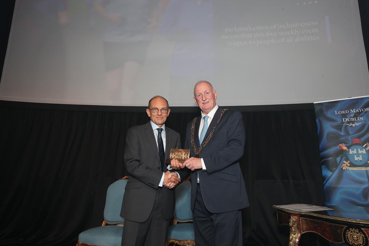 The fifth recipient of a Lord Mayor's Award 2019 is <a href="/parkrunIE/">parkrun Ireland</a> who organise free,  5ks every weekend all around Dublin and Ireland.   It is volunteer- led and is open to all.   #YourCouncilDay #dolasachomhairle