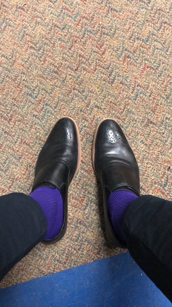 Wearing my purple socks in support of <a href="/KidsRank/">Kids Rank</a> and Military families! #PurpleUp #MonthofTheMilitaryChild #pcs <a href="/Chicago_Wolves/">Chicago Wolves</a>
