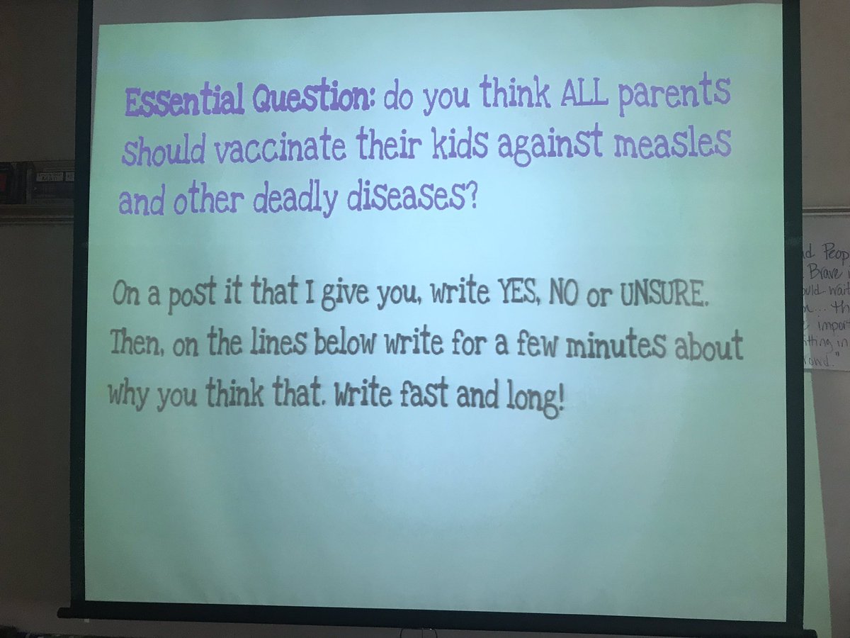 kate_marci_'s tweet photo. Such great S participation today! Debated whether it should be mandatory to vaccinate your kids. As you can see, they were thinking so much, they kept changing their minds! #daybeforespringbreak #stillworking #testprep https://t.co/SzdfsqHTFC