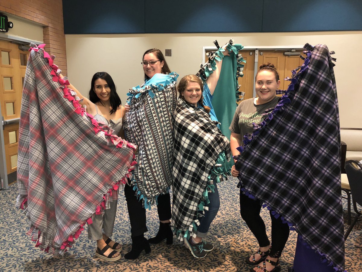 OrderofOmegaCC's tweet photo. We know, our Twitter has been nothing but dogs lately (can you blame us?🐶) but that doesn’t mean we aren’t doing other great things! This past Wednesday, Order of Omega members and selected guests worked together to make these fleece blankets for The Purple Door! #tamucc https://t.co/tmJAwcyP83
