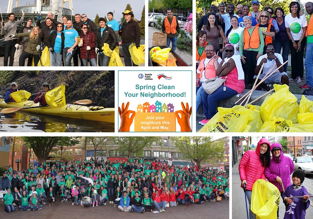 SeattleSPU's tweet photo. Are you participating in #springclean2019?  Show us how you and your neighbors are helping to clean our city by tagging us on social media with the hashtag #springclean2019. Spring Clean, runs from April 1 through May 31. Sign up today! https://t.co/a07HTZfOxb https://t.co/UHdXcMXE7V