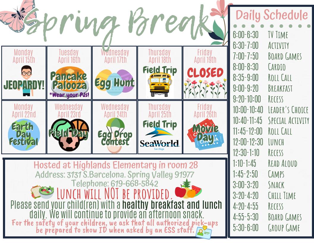 LMSVSchoolsESS's tweet photo. It's time for Spring Break! Highlands hosting Casa de Oro, Loma, and Sweetwater Springs. Time for fun! 👏 
@HIGESS @CasadeOroESS @LOMA_ESS @SWS_ESS #ESSRocks #LMSVHeart https://t.co/mJva7sHjgA