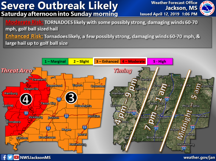 ⚠️Severe weather outbreak is expected Sat afternoon into Sun morning. Tornadoes, some of which