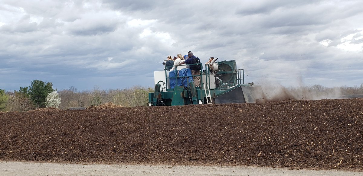 SustainablePitt's tweet photo. Ever wonder what an industrial compost facility looks like -- and how things break down?  We got to ride the compost turner at #AgRecycle.

Closing out #Recyclemania a little late with a tour!

#compost #WashingtonCounty https://t.co/ajR90mRtfT