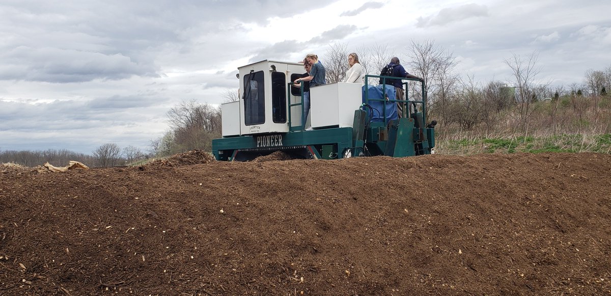 SustainablePitt's tweet photo. Ever wonder what an industrial compost facility looks like -- and how things break down?  We got to ride the compost turner at #AgRecycle.

Closing out #Recyclemania a little late with a tour!

#compost #WashingtonCounty https://t.co/ajR90mRtfT