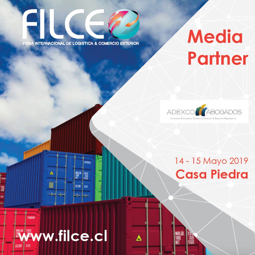 AdexcoAbogados's tweet photo. Adexco Abogados participará en la "Feria Internacional de Logística y Comercio Exterior" #FILCE2019 como Media Partner del evento en donde nuestro fundador @FerVargasO moderará un panel de expertos denominado "#ComercioExterior en #Chile: Trabas y desafíos para la competitividad" https://t.co/Gko1QOwSlG