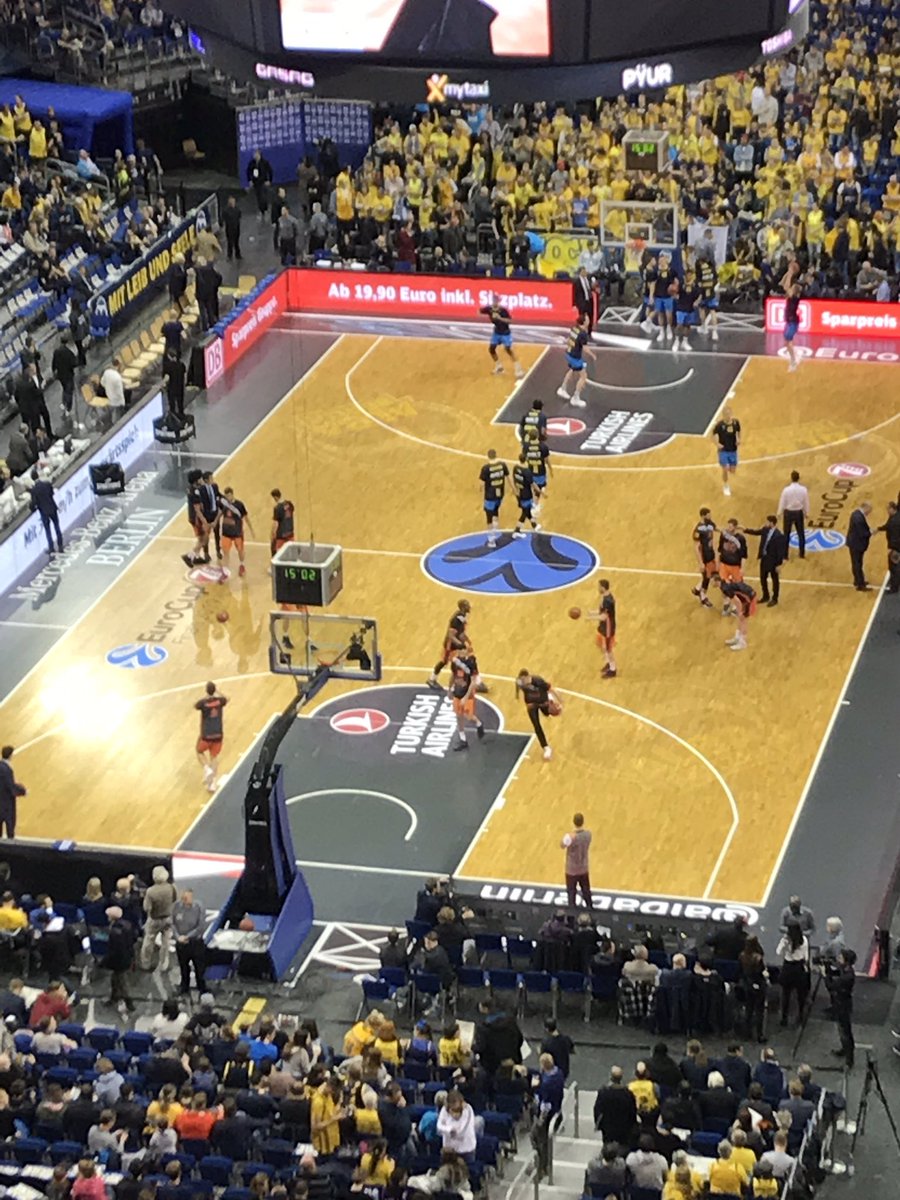 Okwonga's tweet photo. A privilege tonight: watching Alba Berlin vs Valencia in the Europa League Final. It’s very close. Atmosphere here is off the scale. #EUTweet https://t.co/4urYeqRcmi