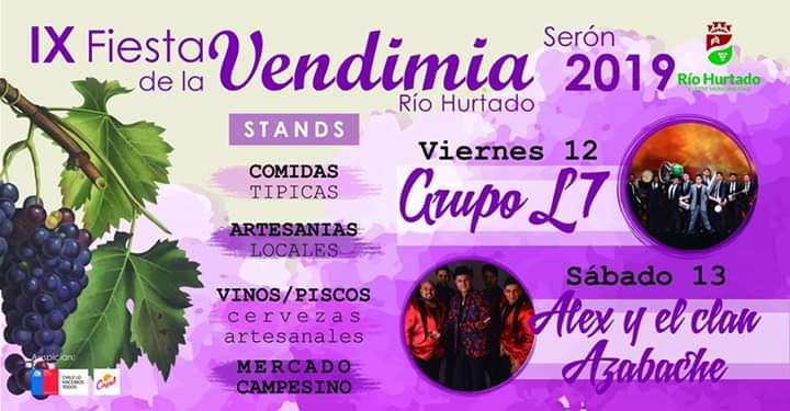 sernaturcoquimb's tweet photo. 🔴Viernes 12 y sábado 13, desde 18:30... ¡Fiesta de la Vendimia en #RíoHurtado #VallesdeLimarí! En localidad de Serón, viñas, productores de cervezas, productos típicos, gastronomía con identidad, artesanías, mercado campesino, folclore y música #RegiónDeCoquimbo #RegiónEstrella https://t.co/em80nEHjhV