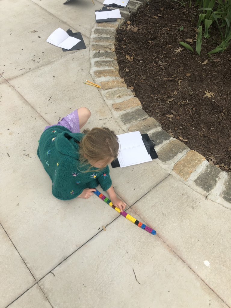 bReadus91's tweet photo. Yesterday was one of “those” days where the brilliance was explosive... We used an inquiry-based approach for our first co-constructed learning experience. “How tall is tall?” #science #measurement #numeracy #outdooorlearning @WESBearTracks @lisaUNCWmom @educateju https://t.co/ib3L276gnD