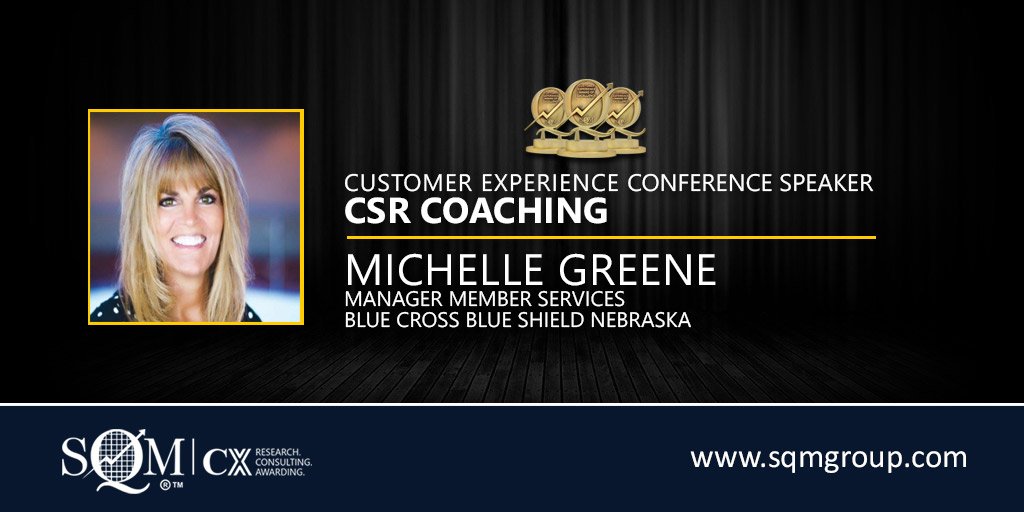 SQMGroup_'s tweet photo. During the Management Learning Track at the #SQMConference, learn about CSR #coaching #bestpractices. Michelle Greene, Manager Member Services, at @BCBSNebraska, will present on their award-winning practices, a session you won’t want to miss! https://t.co/HmerL2emyC https://t.co/IZLfGxHXk1