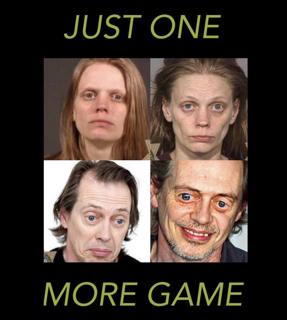 LovenNugget's tweet photo. Going “full Buscemi” in one poor decision 🤣 #justonemoregame #videogamememes #videogamememe #fmlmoment #stevebuscemi https://t.co/5TGuH8CRzY