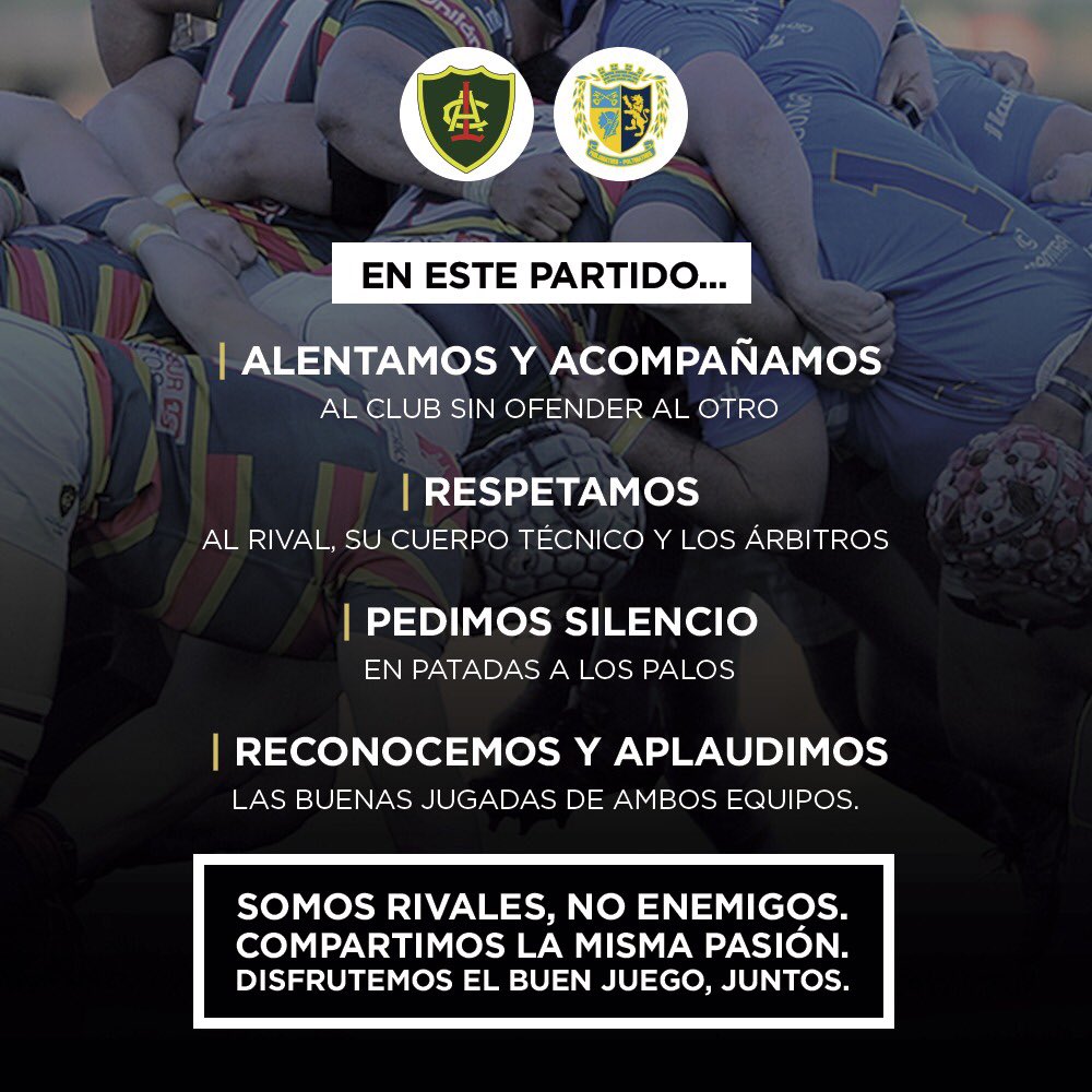 El sábado, te pedimos que disfrutes y vivas el #clásico junto a nosotros de la mejor manera. Nos une la misma pasión: el rugby.  🏉 
.
.
.
#PasionTricolor #OrgulloTricolor #Rugby #RugbyDeClubes #LomasAC #LAC  ❤️💛💚