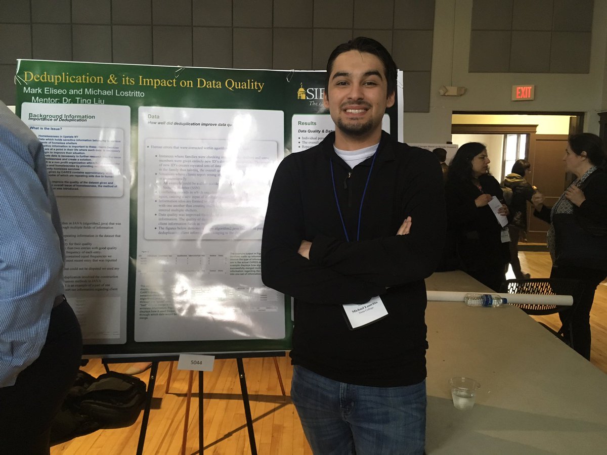 Data Deduplication poster at <a href="/ccscne/">CCSCNE</a> #CCSCNE2019 being presented by Mike L.  <a href="/SienaCollege/">Siena College</a>