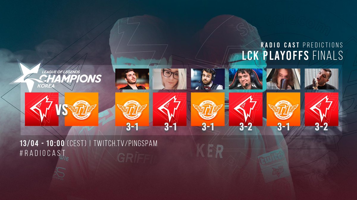 ping_spam's tweet photo. @fercardenete @noa_pls Estamos muy indecisos con el tema de la final de mañana :S 3 apuestan por SKT y 3 apuestan por Griffin. 

Recordad, mañana a las 10:00h (cest) en https://t.co/QfFgbLYjhG https://t.co/qkOsn1PYIk