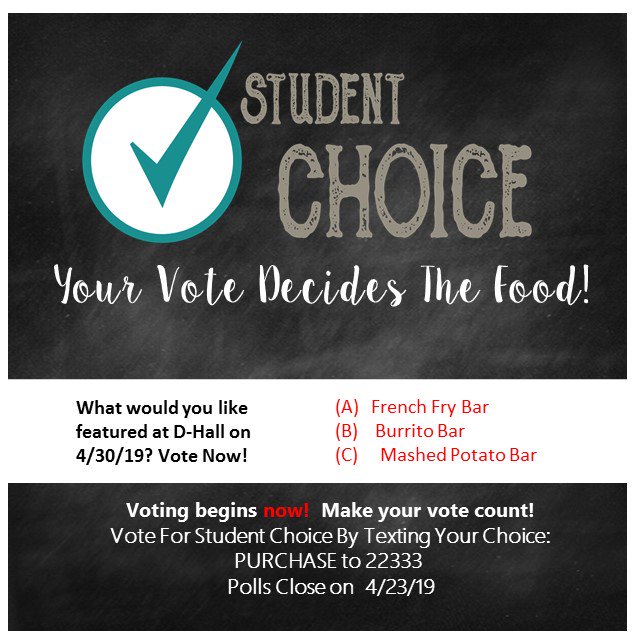 PC_EATS's tweet image. Don't forget to vote for this month's Student Choice!