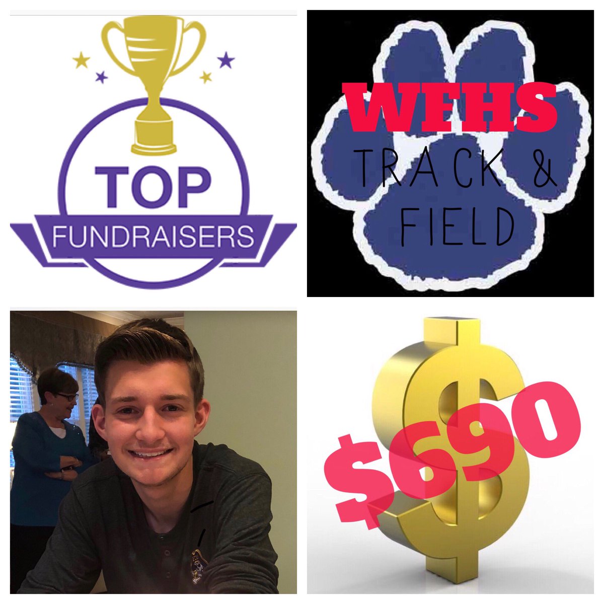 ASchaller74's tweet photo. So proud of @ags8822 for his amazing efforts! He was the top donor raising $690 for the @WFHSTrack team fundraiser this year! And top donor second year in a row!! @wakeforesths @WFHSCounselors @wfmscathletics #ProudParents #GoCougars #WFCougarPride #RunAdamRun https://t.co/Bxy3Op7LNV