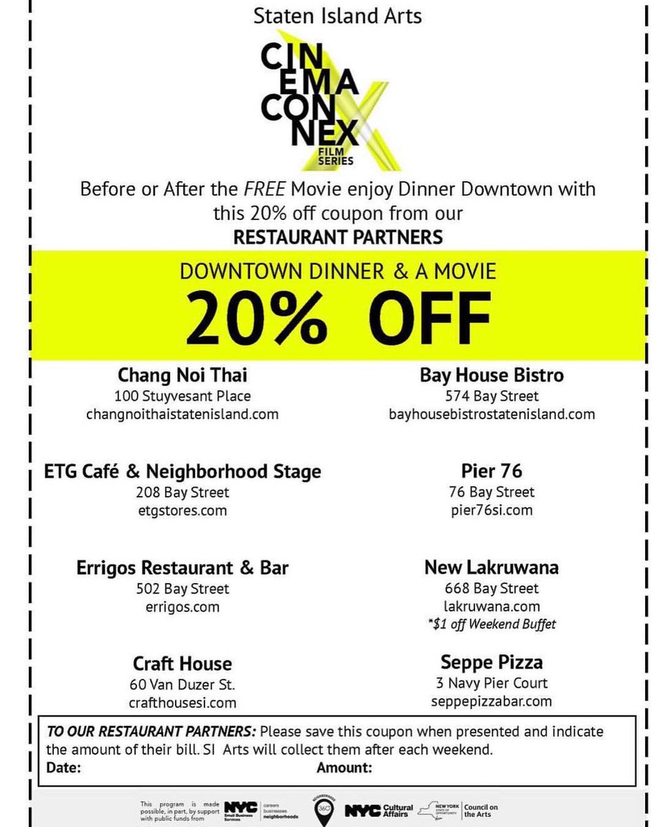 downtownsinyc's tweet photo. This weekend enjoy a FREE screening of @BTAFilm at #SearchPartyStudio courtesy of @StatenArts #CinemaConnex. Plus, on screening days, get 20% off your bill at participating restaurant partners. RSVP here: https://t.co/K2ufuRSuF1
#BendingTheArcFilm #filmscreening #nyc #FreeMovies https://t.co/gU9uffrUyD