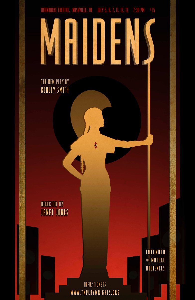 As we head into callbacks today for the world premiere of MAIDENS, it's time for the formal unveiling of our poster by the incomparable @LccMoyer!