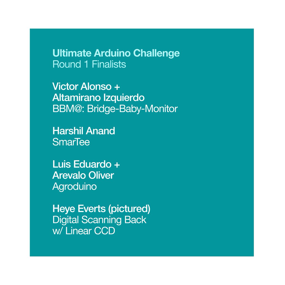 Supplyframe's tweet image. Happy Friday and congratulations to our Round 1 FInalists in the Ultimate #ArduinoChallenge! See who made the cut, qualifying for a chance to win a trip to #Arduino's HQ in Turin, #Italy. --> arduinochallenge.com
Brought to you by @MouserElec, @MicrochipTech, and @Arduino