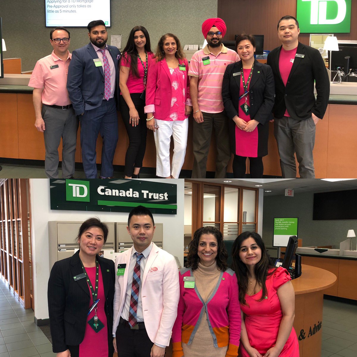 Proud to wear pink 💕....celebrating Diversity and Acceptance #antibullying #TD #DayofPink <a href="/ivanho326/">Ivan Ho</a> @NicoleKubica_TD <a href="/raja_banga/">Raja Banga</a> <a href="/SaranSelina/">smiley</a>