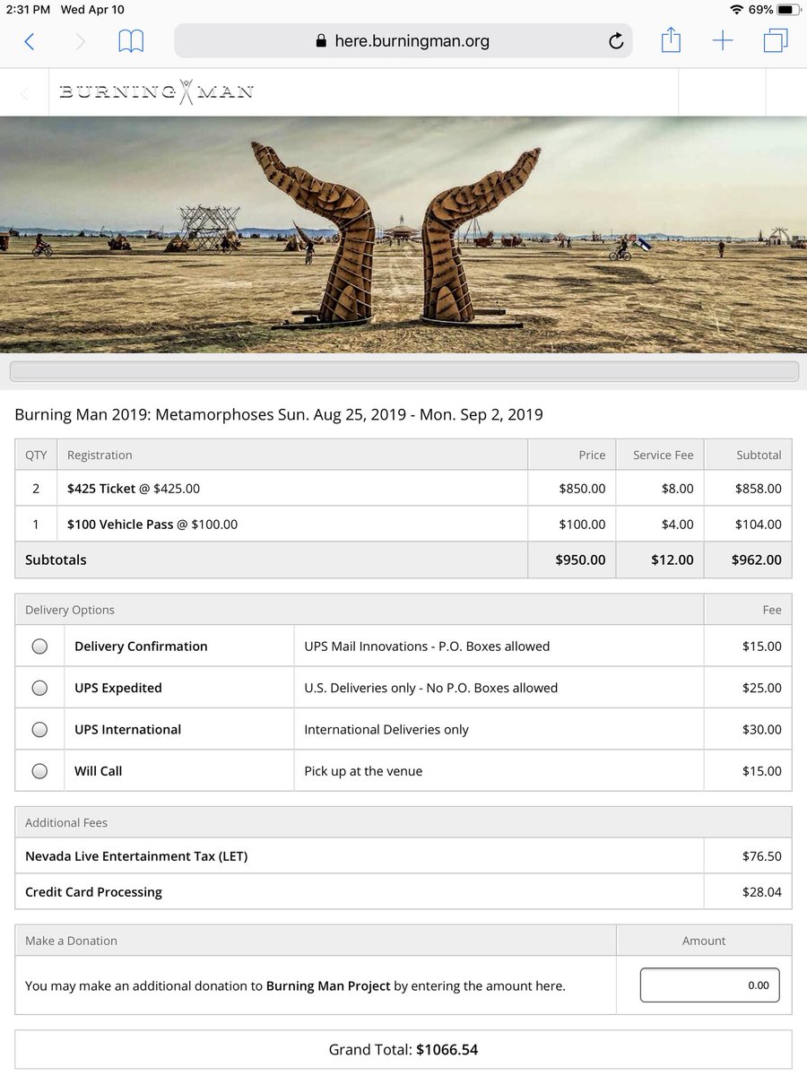 johnwoldenberg's tweet photo. @burningman @burningmantech got Thru to ticket page twice &amp; froze cart both times! https://t.co/GPaoxoIafy