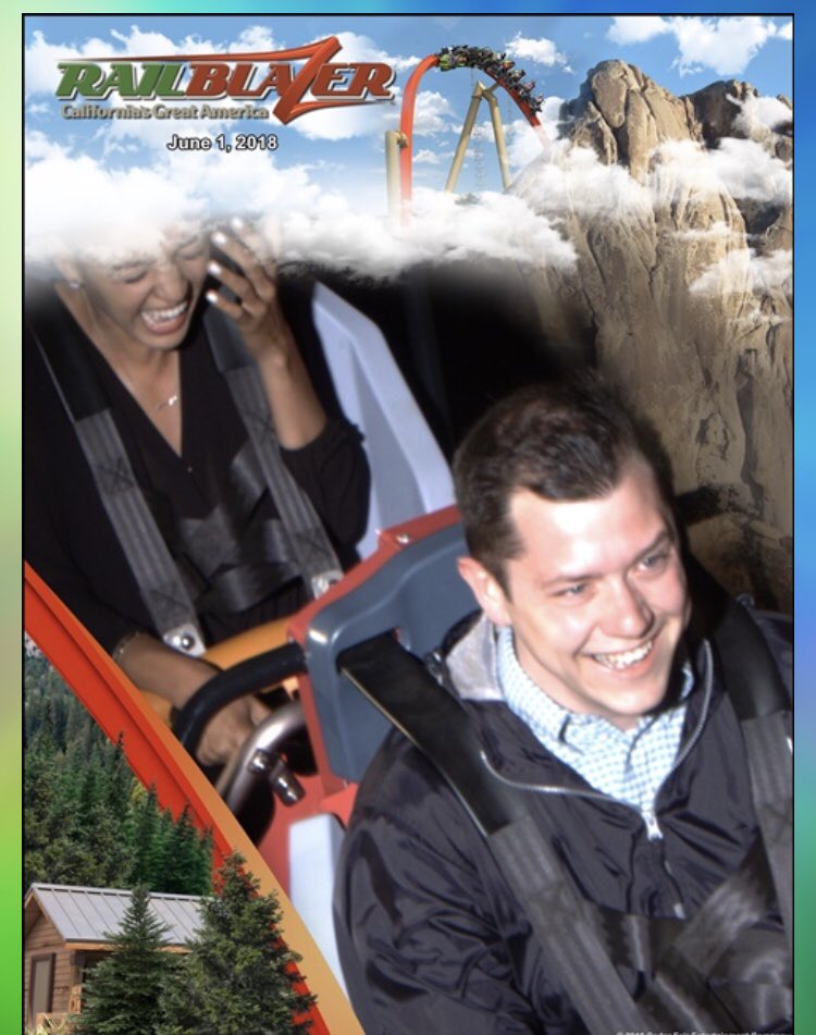 DannyMessinger's tweet photo. @ScottFaisFun @WonderlandNews @GracePeacock @johnhallenbeck @IAAPAHQ @amusementtoday Does my look of sheer glee during my first #RailBlazer ride count as a #CoasterFace? 😆 https://t.co/sS6zzuyRcR