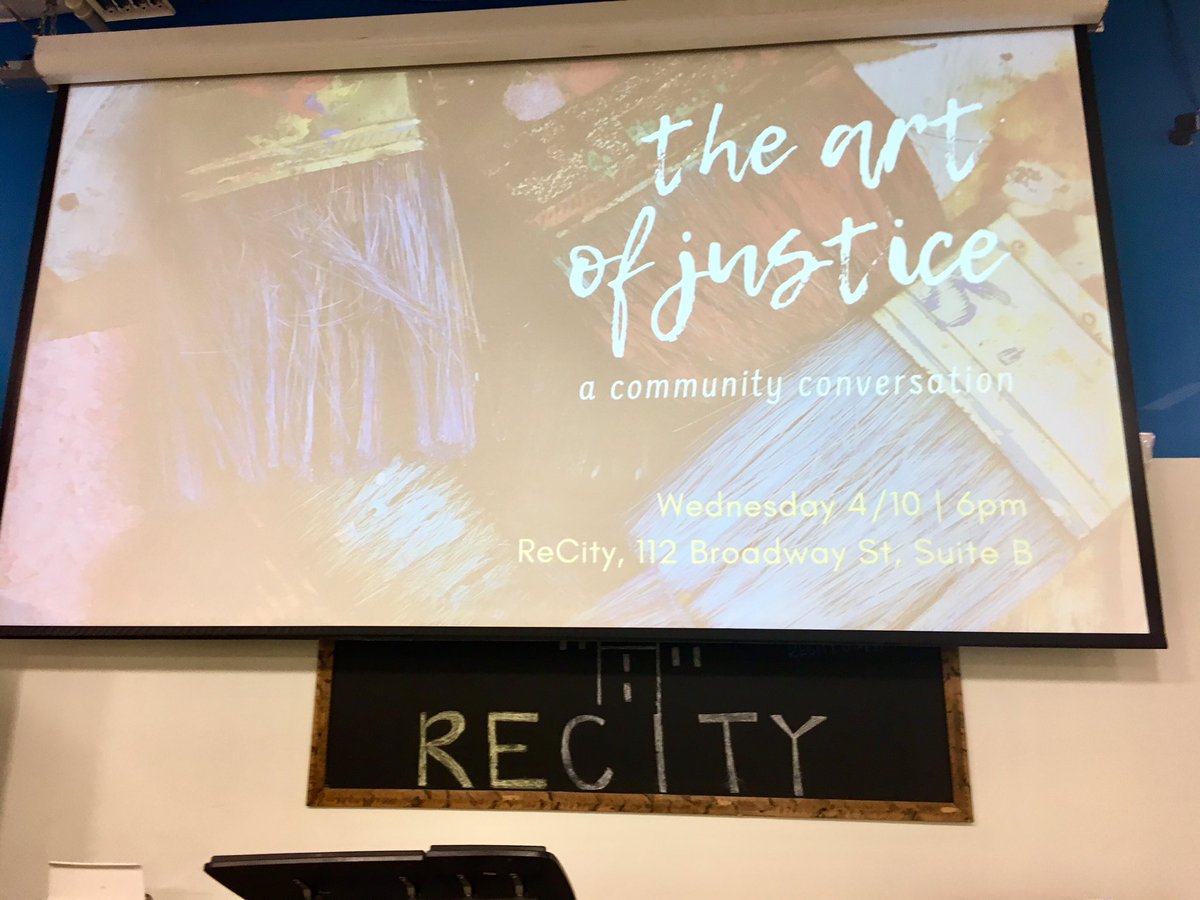 THEEMereBear's tweet photo. Excited to hear from the speakers at The Art of Justice at @recitynetwork tonight! #arts #nonprofit https://t.co/jsryC5hFAr