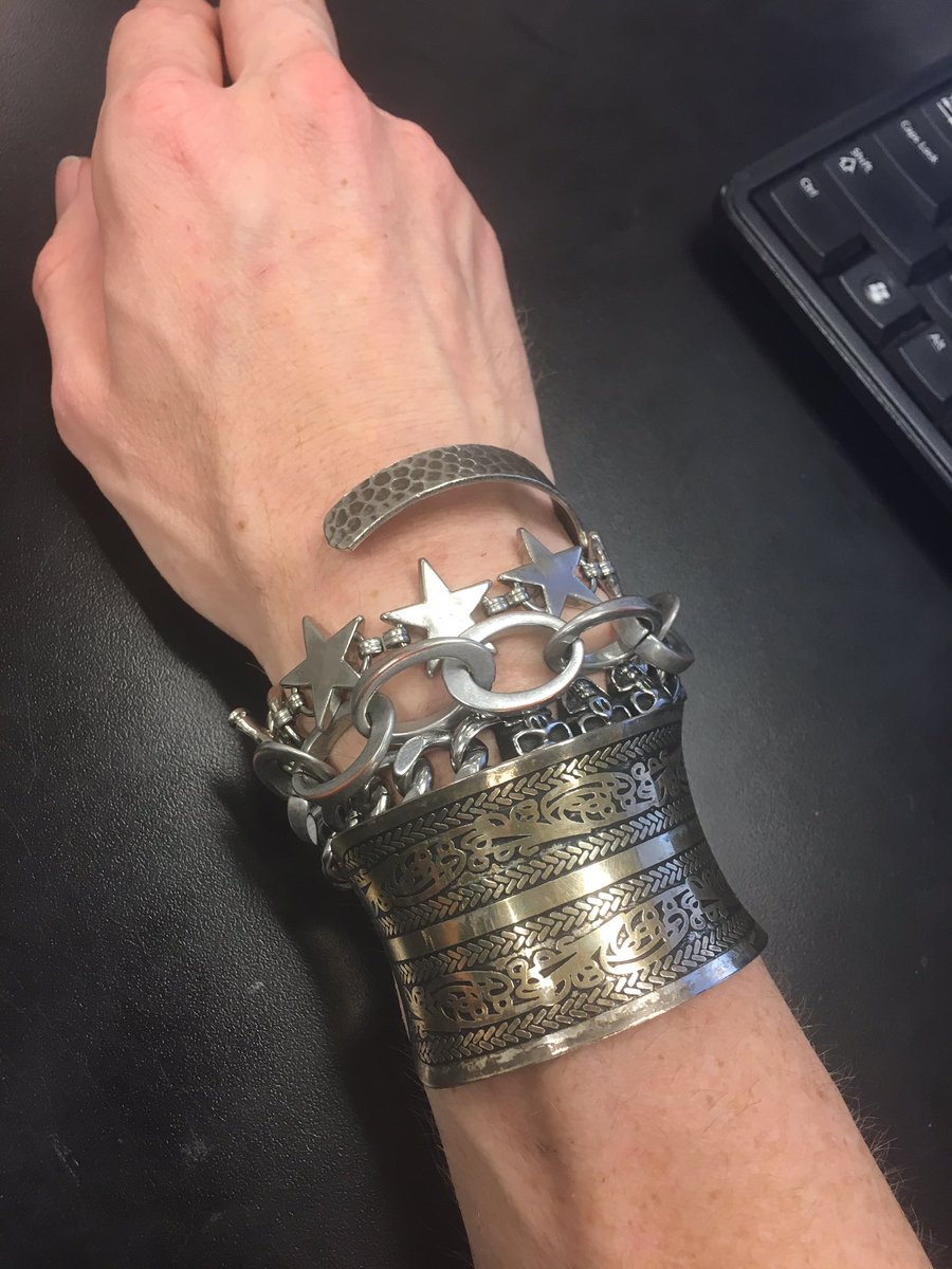 Bracelets redux. Skull and spikes. Lots of metal.