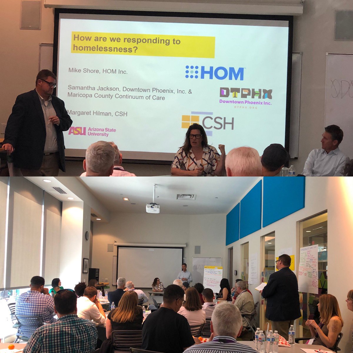 dteshopper's tweet photo. @IntlDwtnAssoc  members working with representatives from Arizona State University's Watts College of Public Service &amp; Community Solutions to strategize what is truly a BID's role in homelessness#IDAops19 https://t.co/57aZo8470t