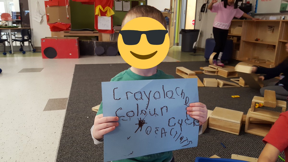 candice_jag's tweet photo. Your Pluto kindergarten class is hard at work creating posters to promote the @Crayola #ColourCycle Marker Drive! What can you do? Bring in dry markers to the moon April 22-30 to be recycled. Which planet family will bring in the most markers?! Stay tuned. @newhalfmoonbay https://t.co/C3B7wO3wZT