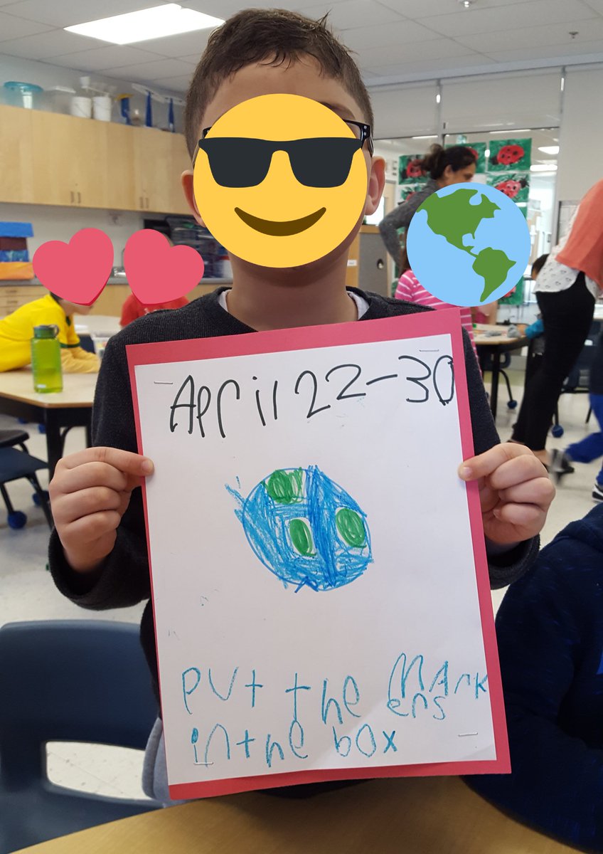candice_jag's tweet photo. Your Pluto kindergarten class is hard at work creating posters to promote the @Crayola #ColourCycle Marker Drive! What can you do? Bring in dry markers to the moon April 22-30 to be recycled. Which planet family will bring in the most markers?! Stay tuned. @newhalfmoonbay https://t.co/C3B7wO3wZT