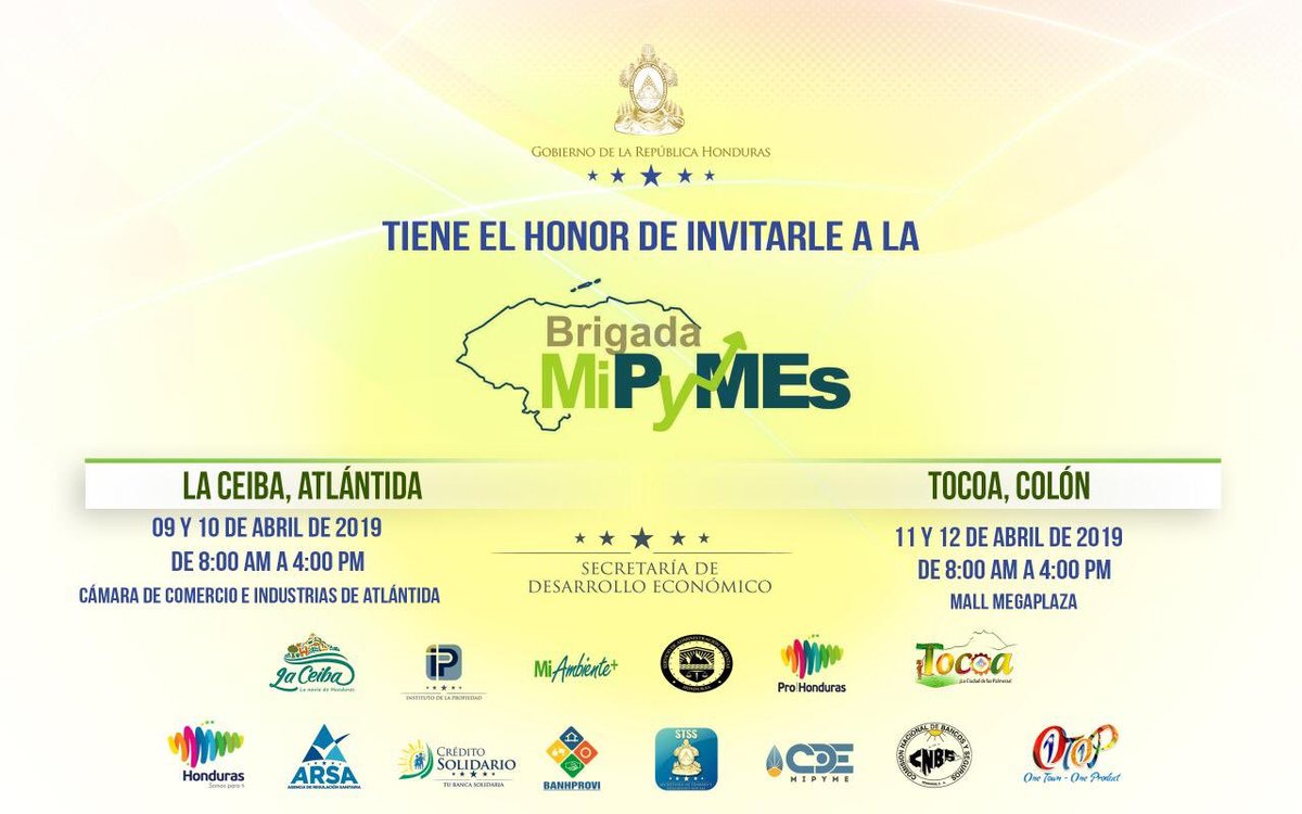FTAtlantida's tweet photo. ¿Quieres formalizar tu negocio, capacitarte para administrarlo con éxito, o tener acceso al crédito? llegan las brigadas Mipymes a La Ceiba. #LaCeiba #FTAtlántida https://t.co/VKxJ0TUJIR