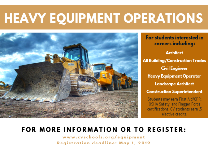 CVSDnews's tweet photo. In partnership with @HACC_info, @FlyCVEagles will offer a summer Heavy Equipment Operations course for high school juniors/seniors that, upon successful completion, may earn them industry certs. Program open to CV, @CPAVTS, and students in neighboring Cumberland/Perry schools. https://t.co/KFOJK2Gfs3