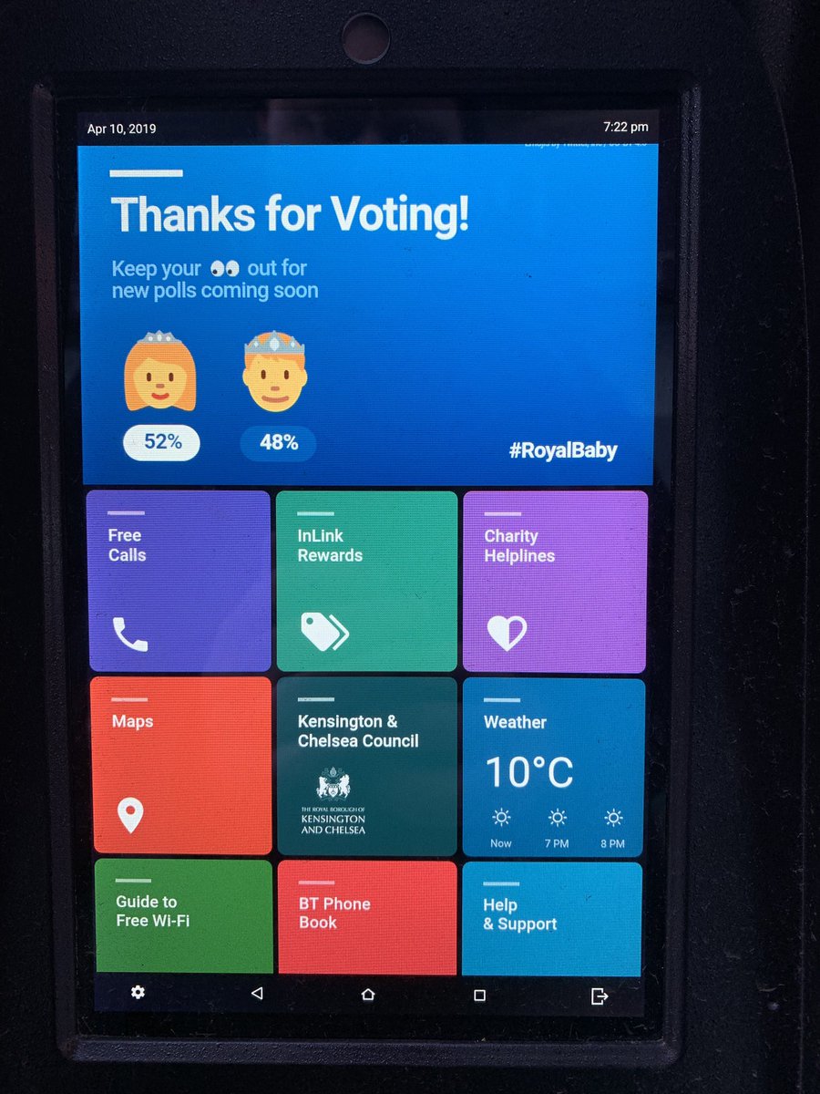 AndrewGrill's tweet photo. If only it was this easy to vote on some of the more serious issues facing the UK at the moment on these @InLinkUK on-street advertising panels #RoyalBaby #RoyalBrexit #BrexitDistraction https://t.co/rUokhuZN2q