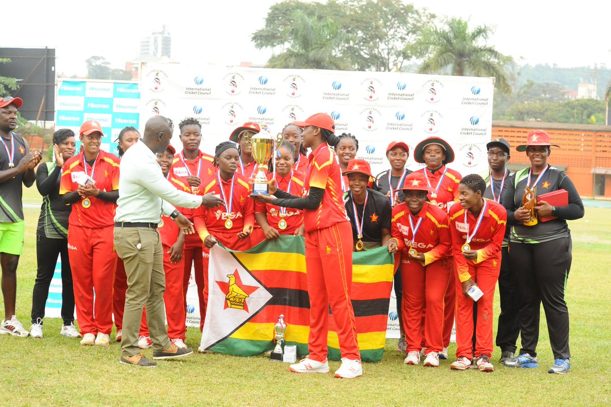 CricketUganda's tweet photo. Congrats to @ZimCricketv ladies!

Thanks for entertaining our fans with some amazing cricket. 

See you in May!

#VictoriaTriSeries https://t.co/mi55lAYPuW