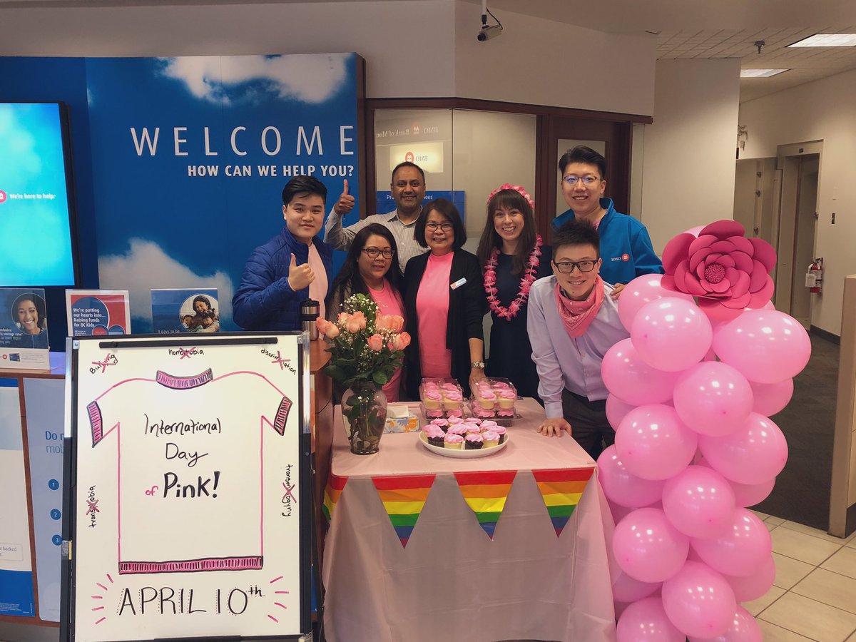 bmo_and's tweet photo. We are showing support for the International day of Pink
#Vancentrebmo #DayOfPink #bmopride #proudtoworkatbmo https://t.co/RqmDCV3fjL