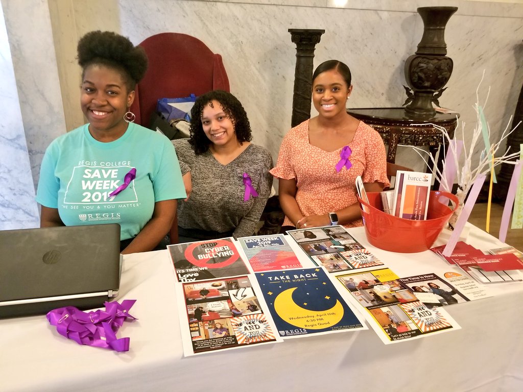 KJBrochu's tweet photo. Our @RegisLife_MA SAVE Week has been so successful in spreading awareness around sexual violence prevention efforts @RegisCollege_MA. Our community is thankful for @bblaise2014, @kelt303 &amp; the @RegisNeighborIX committee! #weseeyouandyoumatter https://t.co/uDwdEqWmIz