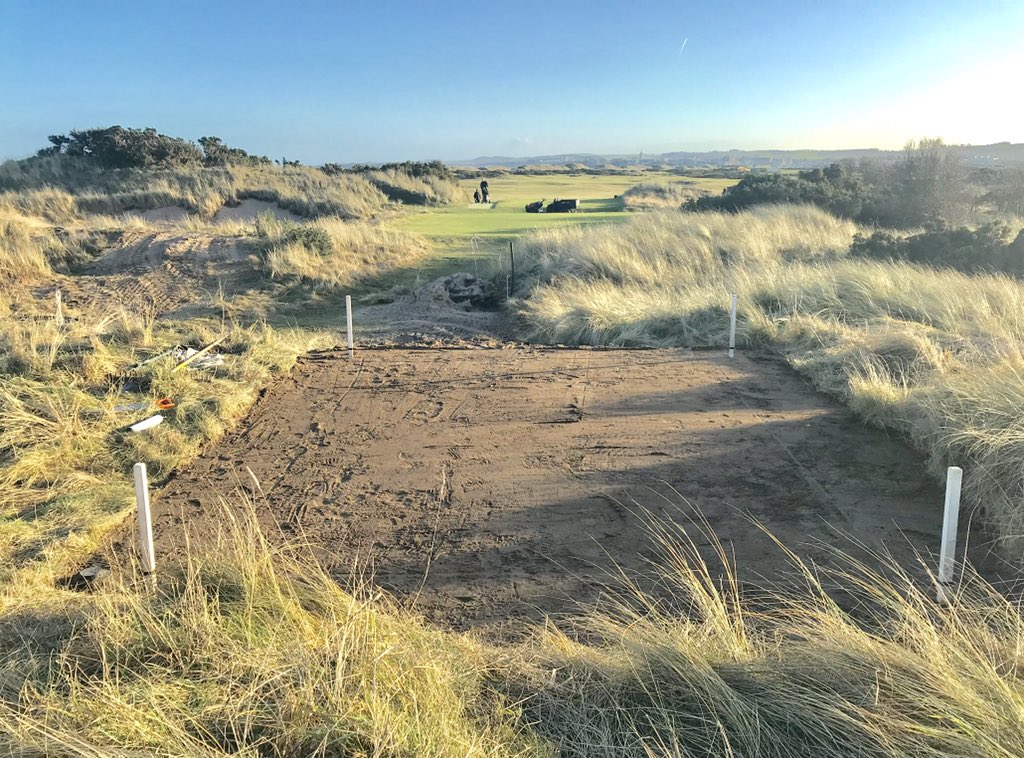 GavNeill's tweet photo. Late winter project completed today, the new 12th Championship tee on the New Course @TheHomeofGolf. #Linkstrophy2020 https://t.co/OBd4G21Ov4