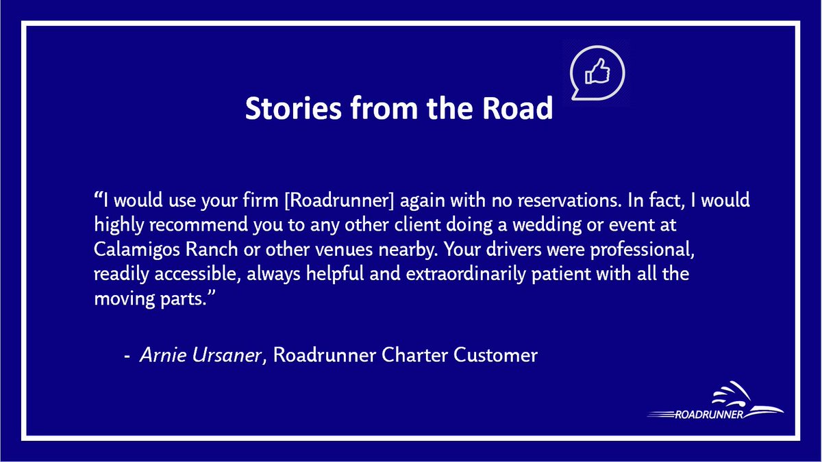 rrtransit's tweet photo. Roadrunner serviced hotels and wedding venues such as @HyattWestlake @CalamigosRanch for the Lawson-Ursaner wedding! As we enter wedding season, be sure to use Roadrunner for your transportation needs! 

Have a #storyfromtheroad? Share it with us to be featured! ✨ https://t.co/UFbVyoR0Lk