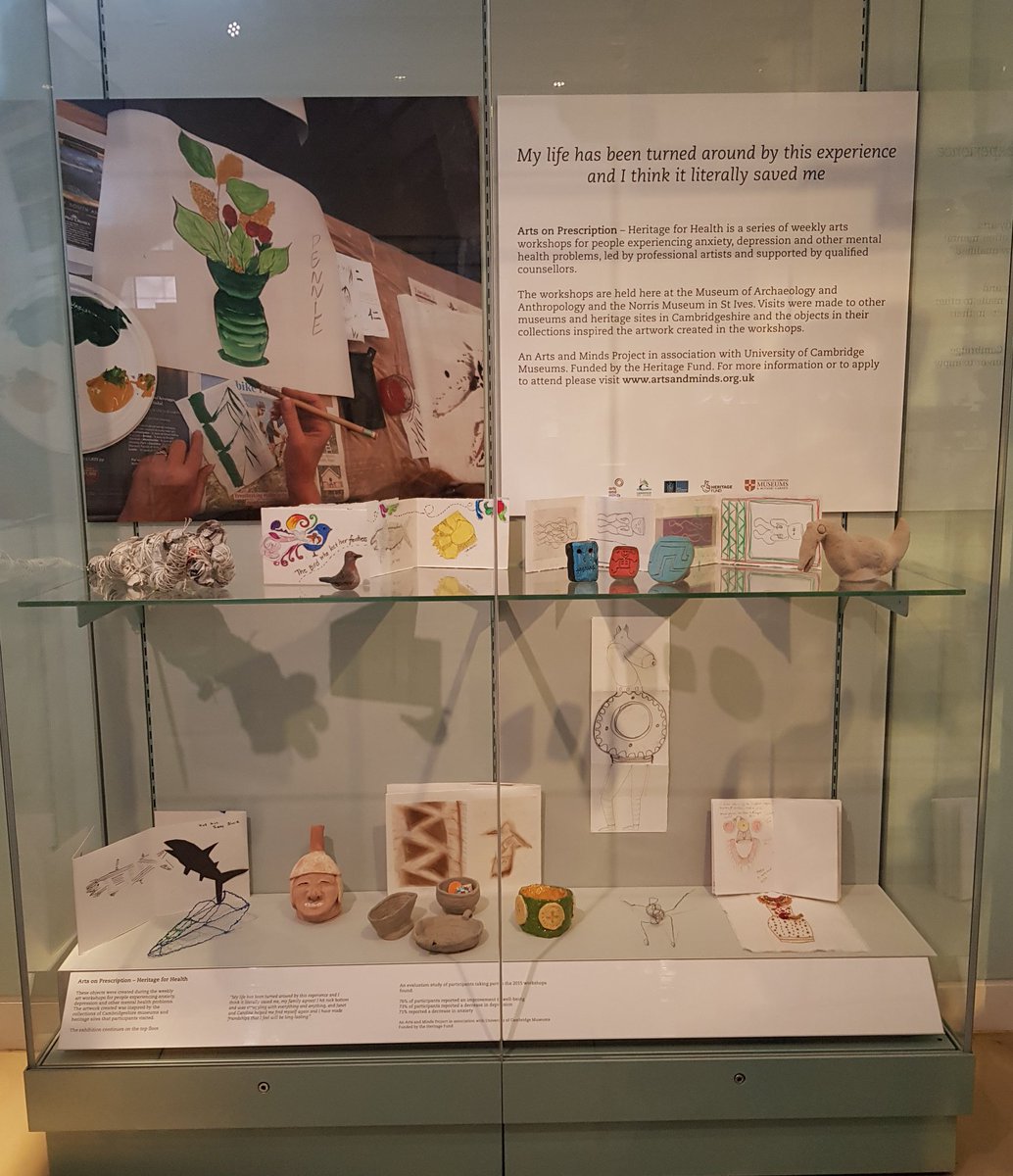 TheMuseumOfLiz's tweet image. So pleased to see these artworks displayed to prominently @MAACambridge - created by participants in @CamUnivMuseums' Arts on Prescription #SocialPrescribing project with @FitzMuseum_UK @TheNorrisMuseum @mindsarts #HLFsupported 
More about the project: museums.cam.ac.uk/blog/2018/10/1…