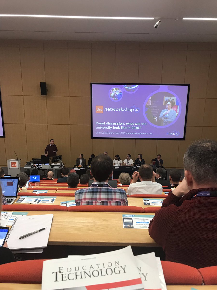 Educ_Technology's tweet photo. Inspiring sessions at @Jisc #NWS47 today. Particularly, the panel discussion on โwhat will the #university look like in 2030?โ #he #aruba https://t.co/FgxV8i1qs4