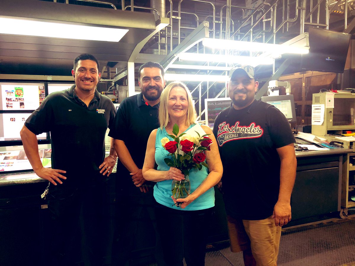 ShweikiMediaCSR's tweet photo. We have some great clients and pressmen!! Congratulations on your retirement Ms Laura. We will miss having you come in for press checks for the Opera!! #weloveprinting #weloveourclients #presscheck #publication #opera #bestpressmen @ShweikiMedia https://t.co/qfoEgxohnK