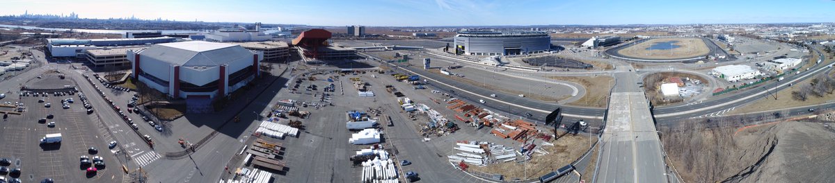 MeadowlandsSci's tweet photo. Meadowlands Sports Complex from above. #drone #dronephotography #Panorama https://t.co/fHpUK8zGhY