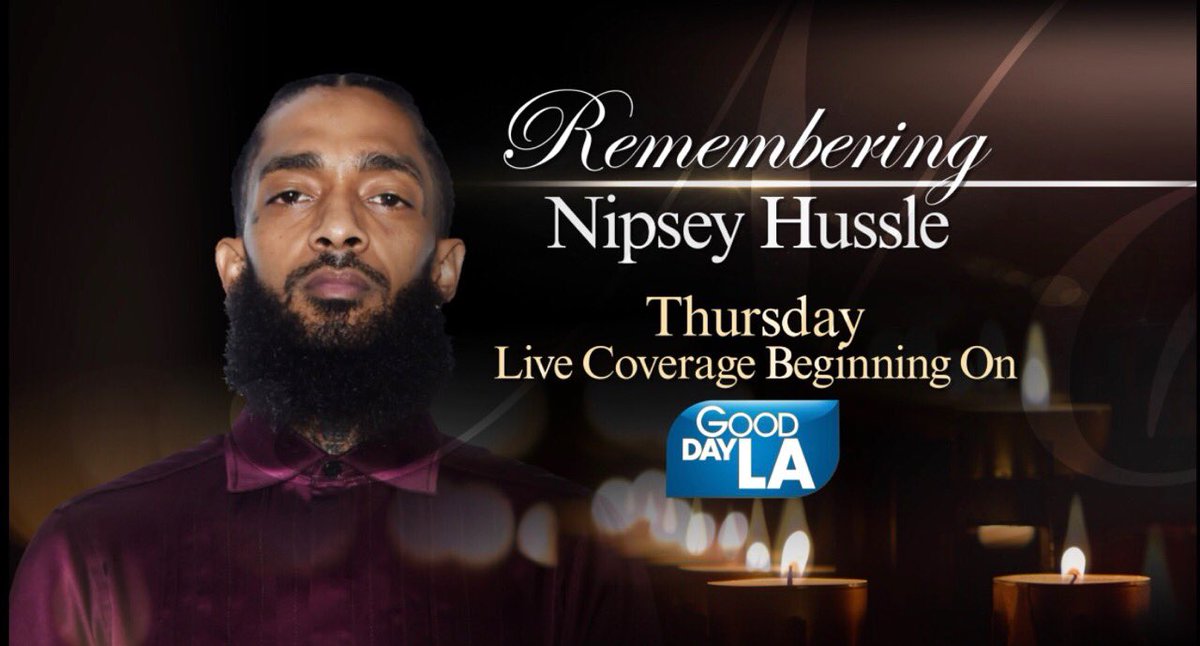 DevineNews's tweet photo. Memorial service for Nipsey Hussle WILL be live on Fox 11. We will be on all morning through the procession. The memorial service at Staples Center is set for 10 AM. #NipseyHussle. @FOXLA https://t.co/ba4Szv7phv